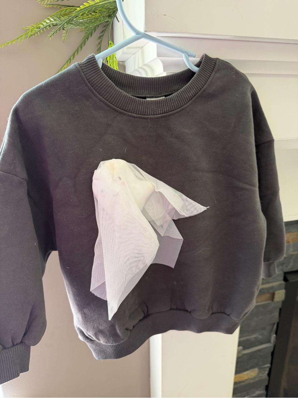 Next Direct Black Sweatshirt with White Tulle Applique